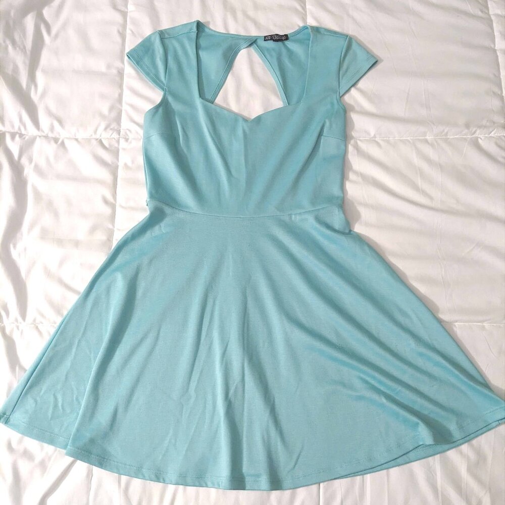 BeBop Sweetheart Neckline Dress, Pastel Cyan, XL